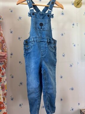 H & M Kids Denim Bear Overalls